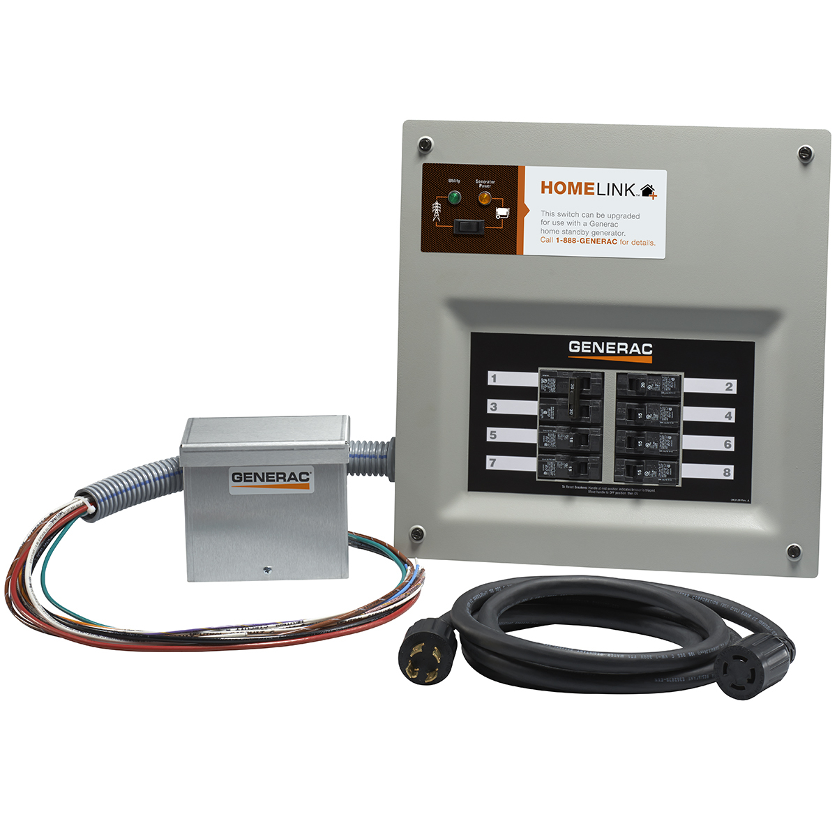 6854 HomeLink Upgradeable 30 Amp Manual Transfer Switch with Aluminum Power Inlet Box