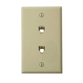 40244-I Modular Screw Terminal Standard Telephone Wall Jack, 1 Gangs, 2-3/4 in W, Plastic, Box Mount