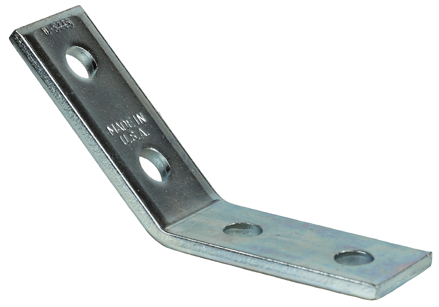 SAF445 Open Angle Fitting, 4 Holes, 4-15/16 in L x 1-5/8 in W, 45 deg Bend, Cold Formed Steel