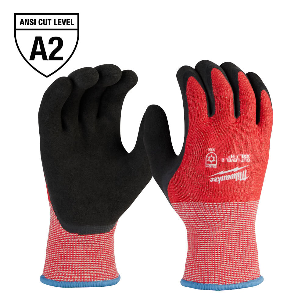 48-73-7924 Insulating Cut-Resistant Gloves, 2XL, Knit Wrist Cuff, Resists: Abrasion, Cut, Puncture and Tear, ANSI Cut-Resistance Level: A2, ANSI Puncture-Resistance Level: A2