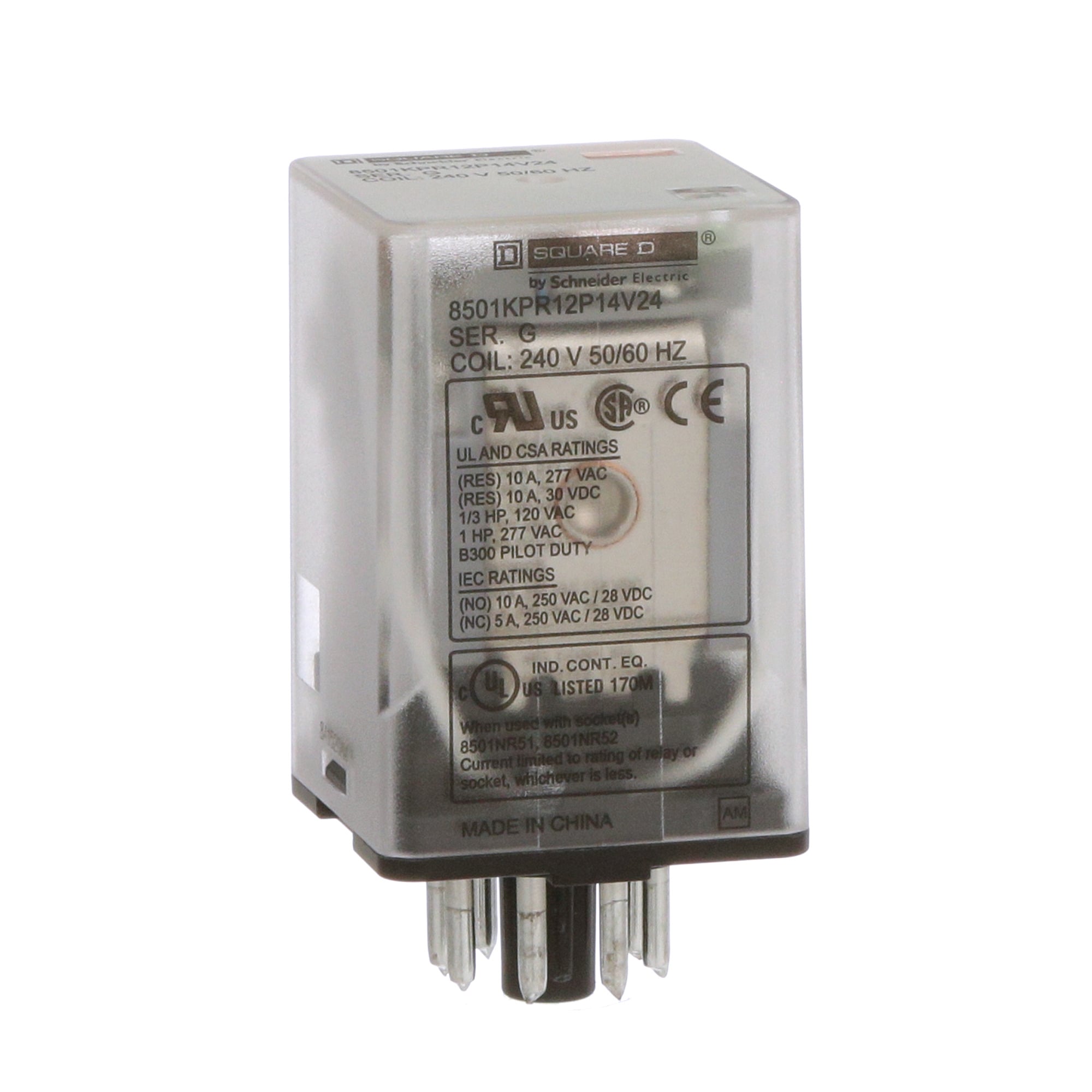 8501KPR12P14V24 8501K Series Relay, 10 A, 2 Form C DPDT contact