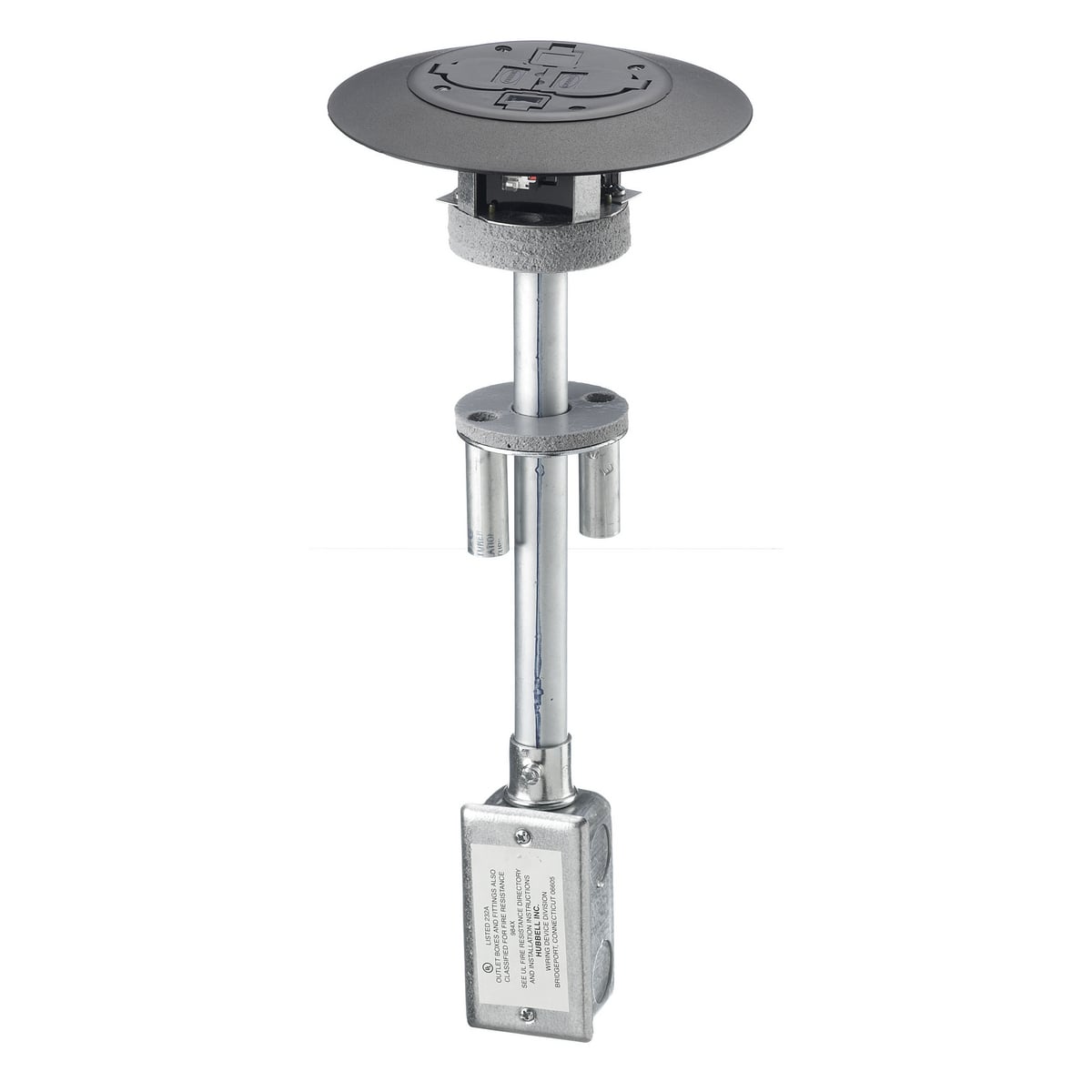 PT2X2BL 1-Piece Flush Standard Sized Poke-Through Unit, 3 in Hole, 7 in Dia x 0.58 in THK Cover, 13 cu-in Capacity, Composite