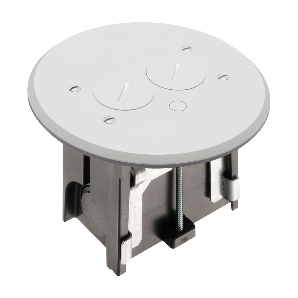 FLBAR101W Adjustable Non-Metallic Floor Box Kit With Threaded Plug, Plastic, 18.3 cu-in Capacity, 1 Gang