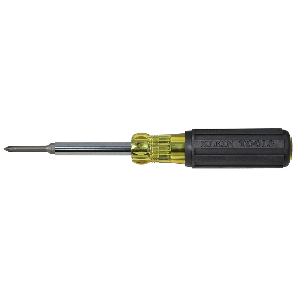32559 Extended Reach Screwdriver, #1, #2, 1/4 in, 3/16 in, 5/16 in Phillips/Slotted Point, 9-7/64 in OAL, Rubber Handle