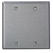 84025 Standard Size Blank Wall Plate, 2 Gangs, 4.56 in W x 4.5 in H, 430 Stainless Steel