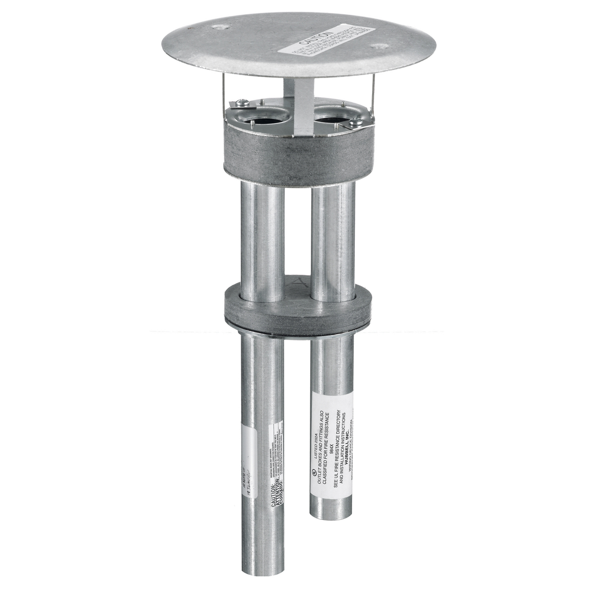 S1PTFIT Standard Dual Channel Fire-Rated Poke-Through Assembled Unit, 4 in Hole, 1 Gangs, Composite