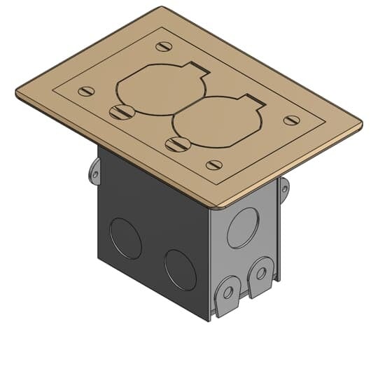 71W-DS-C Steel City Flush Service Tamper Resistant Floor Box Kit With Insulated Ground Wire, Steel, 18 cu-in Capacity, 1 Gangs, 3 in L x 2 in W x 3-1/2 in H