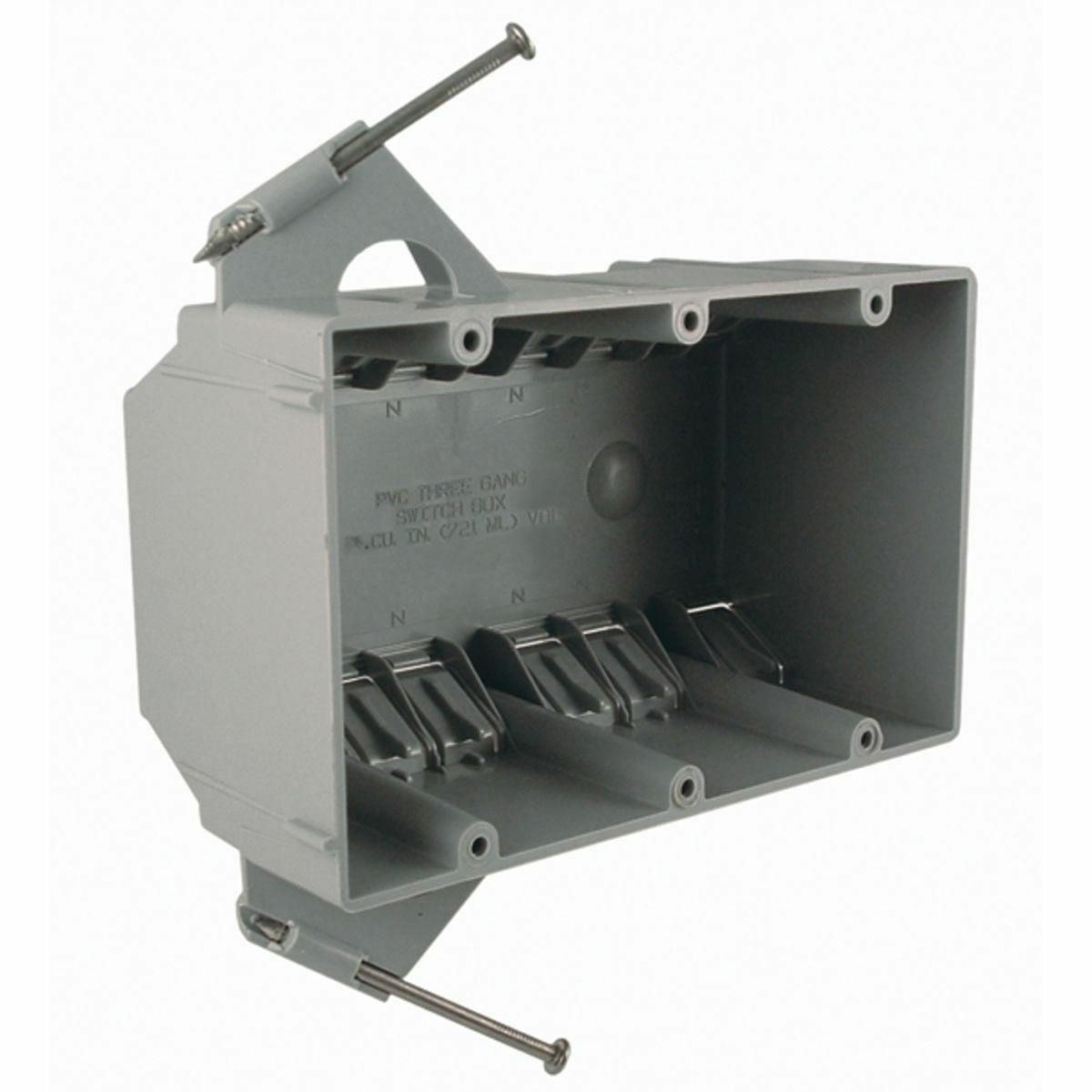 7846RAC Non-Metallic Cable Box With Captive Nails, 3 Gangs, 44 cu-in
