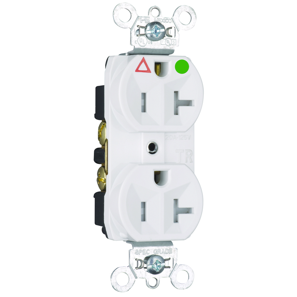 TRIG8300W  Isolated Ground Receptacle, Back and Side Wire, 20 Amp, 125V, white