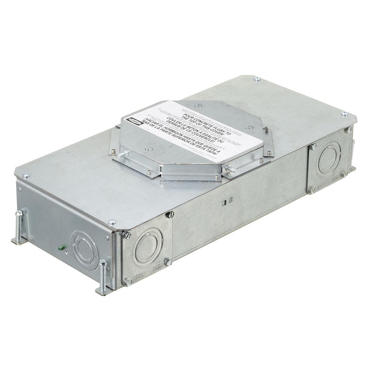 CFB2G30RE SystemOne ETERNAL Recessed Floor Box, Stamped Steel, 56.5 cu-in Capacity, 2 Gangs, (10) Knockouts, 3.75 in H x 7.32 in W x 16.27 in L
