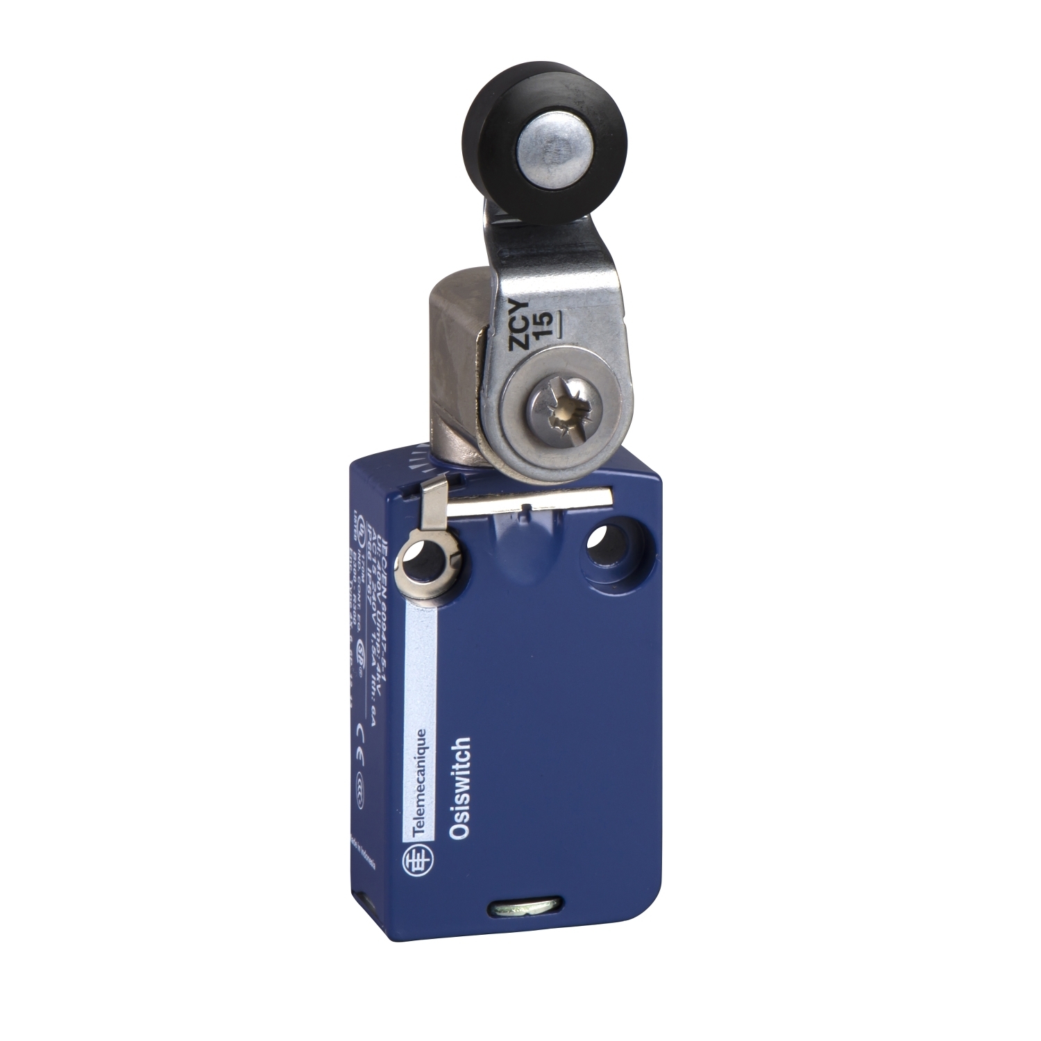 XCMD2115L10 OsiSense XC Fixed Standard Format Limit Switch, 240 V AC, 5 A, Roller Lever/Spring Return Actuator, 1NO-1NC Contact, 2 Poles