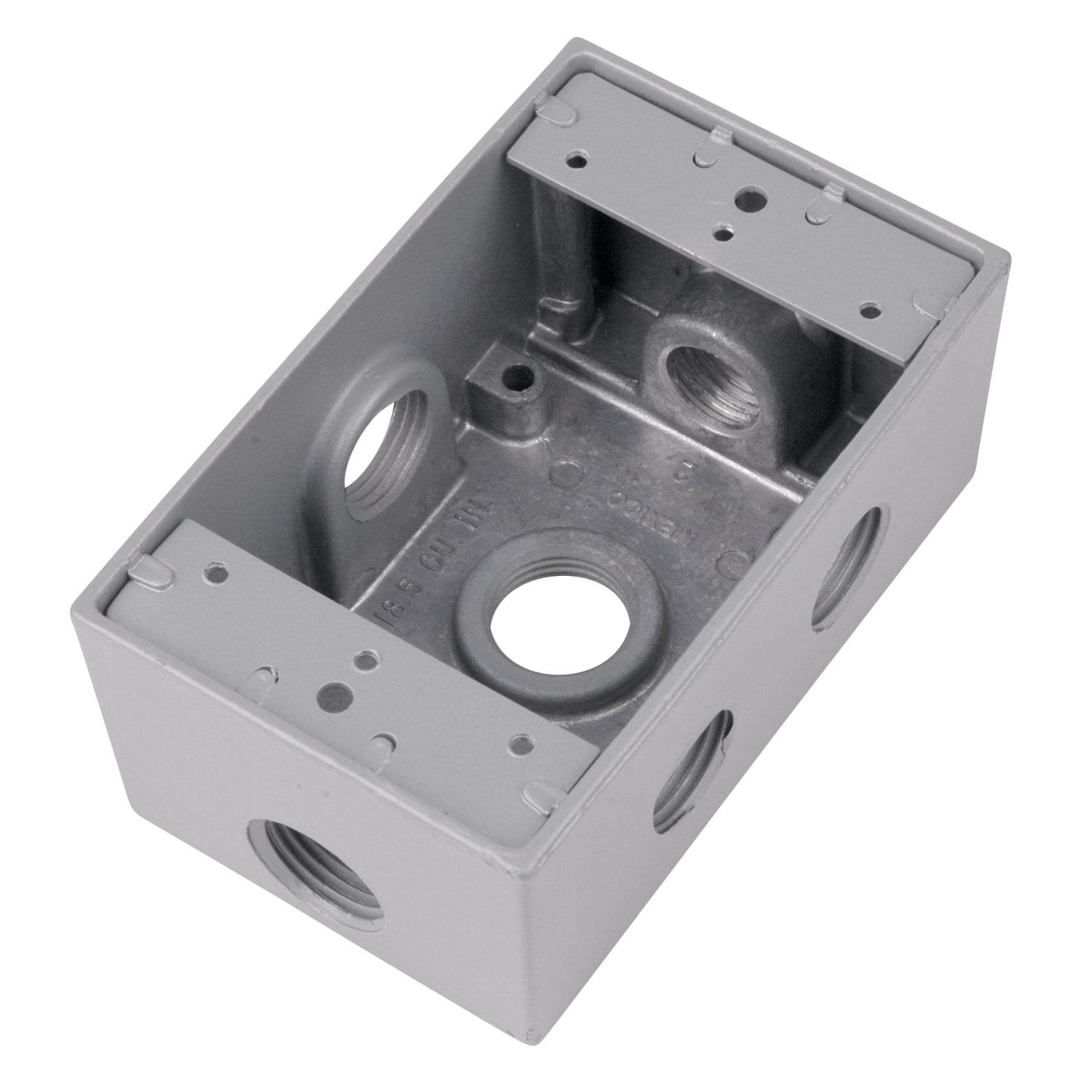 IH6S2-1 Red Dot Dry-Tite Universal Weatherproof Box, Die Cast Aluminum, 17.5 cu-in Capacity, 1 Gangs, 6 Outlets, 4-9/16 in H x 2-13/16 in W x 2 in D