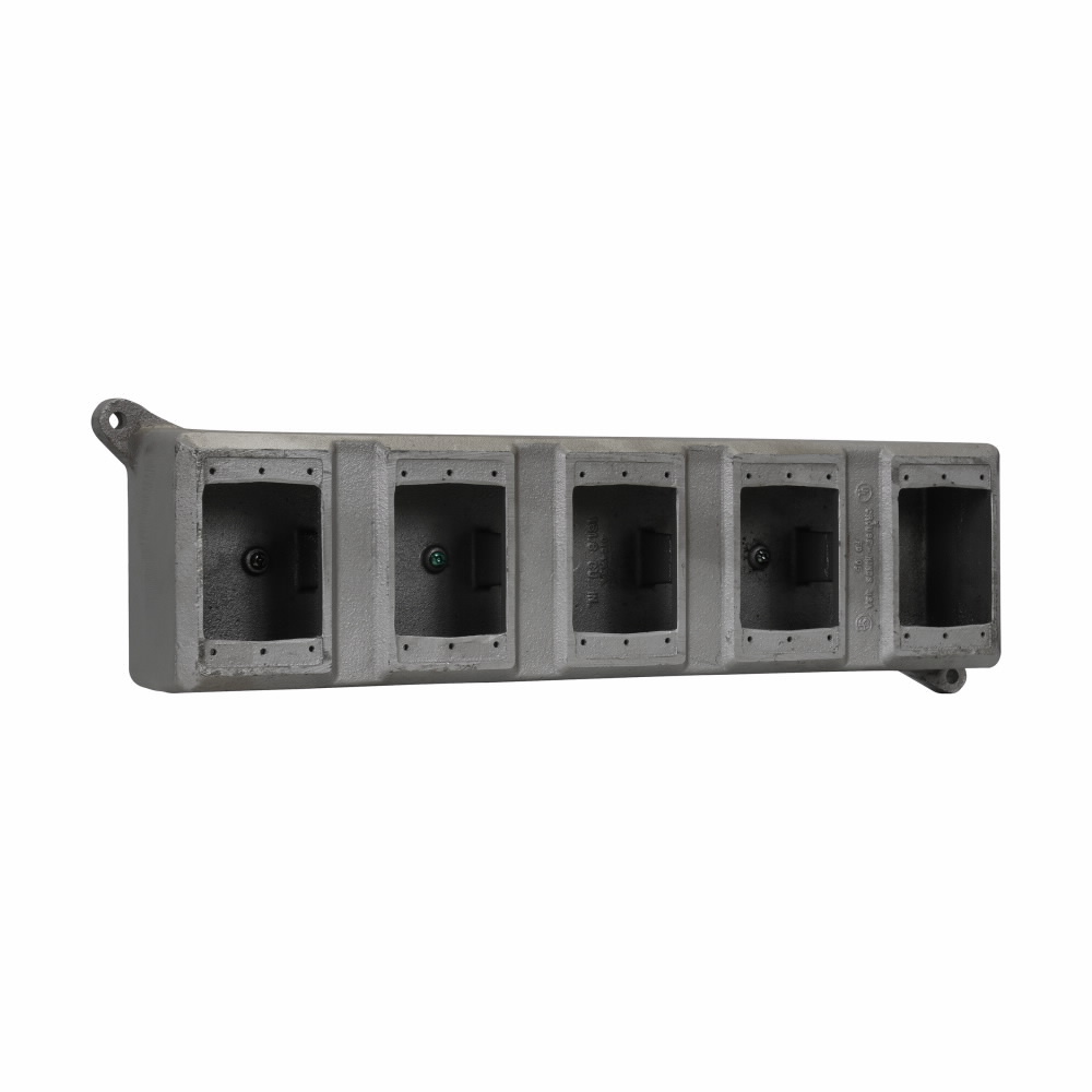 FD05 Condulet 16-Entry Deep Blank Device Box With Mounting Lug And Ground Screw, 5 Gangs, Feraloy Iron Alloy, Aluminum Acrylic Painted/Electro-Galvanized