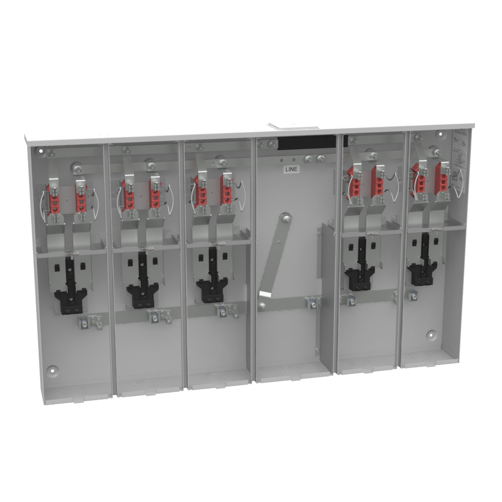 U5885-X 4 Term, Ringless, Large Closing Plate, 5 Position, 5-200 Amp, Main Breaker Provision, 22 kAIC