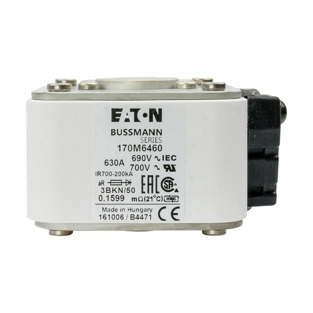 170M6460 Semi-Conductor High Speed Fuse, 630 A, 690 V, 200 kA Interrupt, Class: aR, Square Body