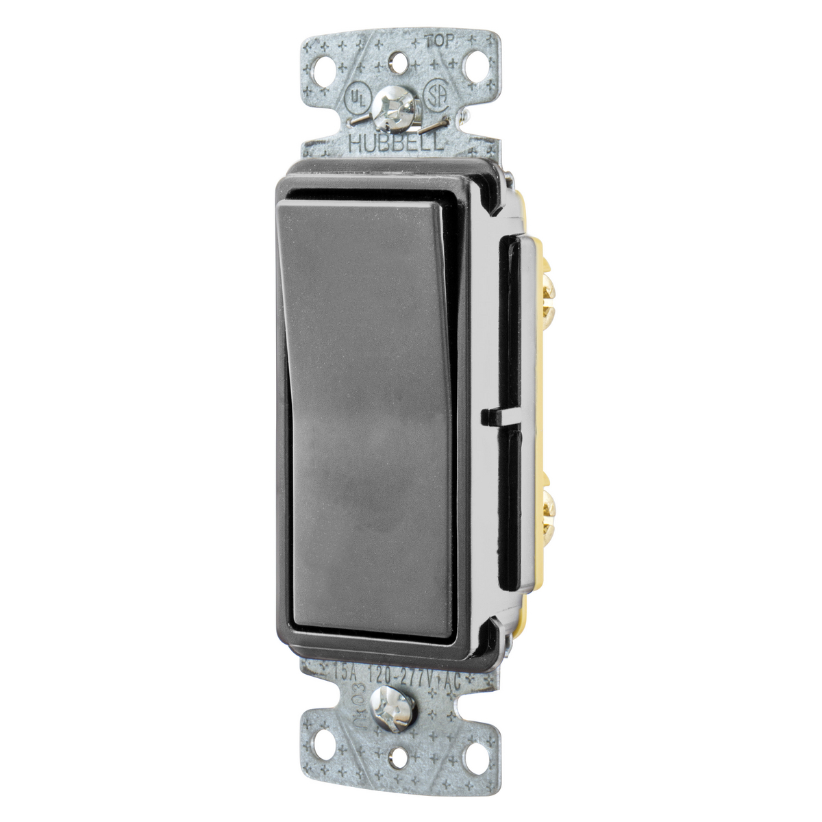 RSD115GY Decorator Residential Grade Self-Grounding Standard Rocker Switch, 120/277 V, 15 A, 4155 W Power Rating, 2 Position Contact