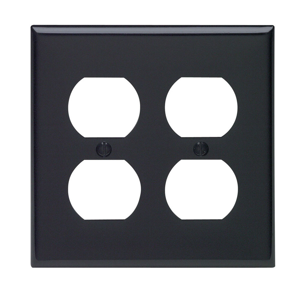 80716-E Standard Size Traditional Wall Plate, 2 Gangs, 4.562 in W x 4.5 in H, Thermoplastic, Black
