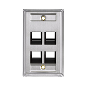 43081-1L4 QuickPort Angled Wallplate With ID Window, 1 Gang, 2.78 in W, 304 Stainless Steel, Surface Mount