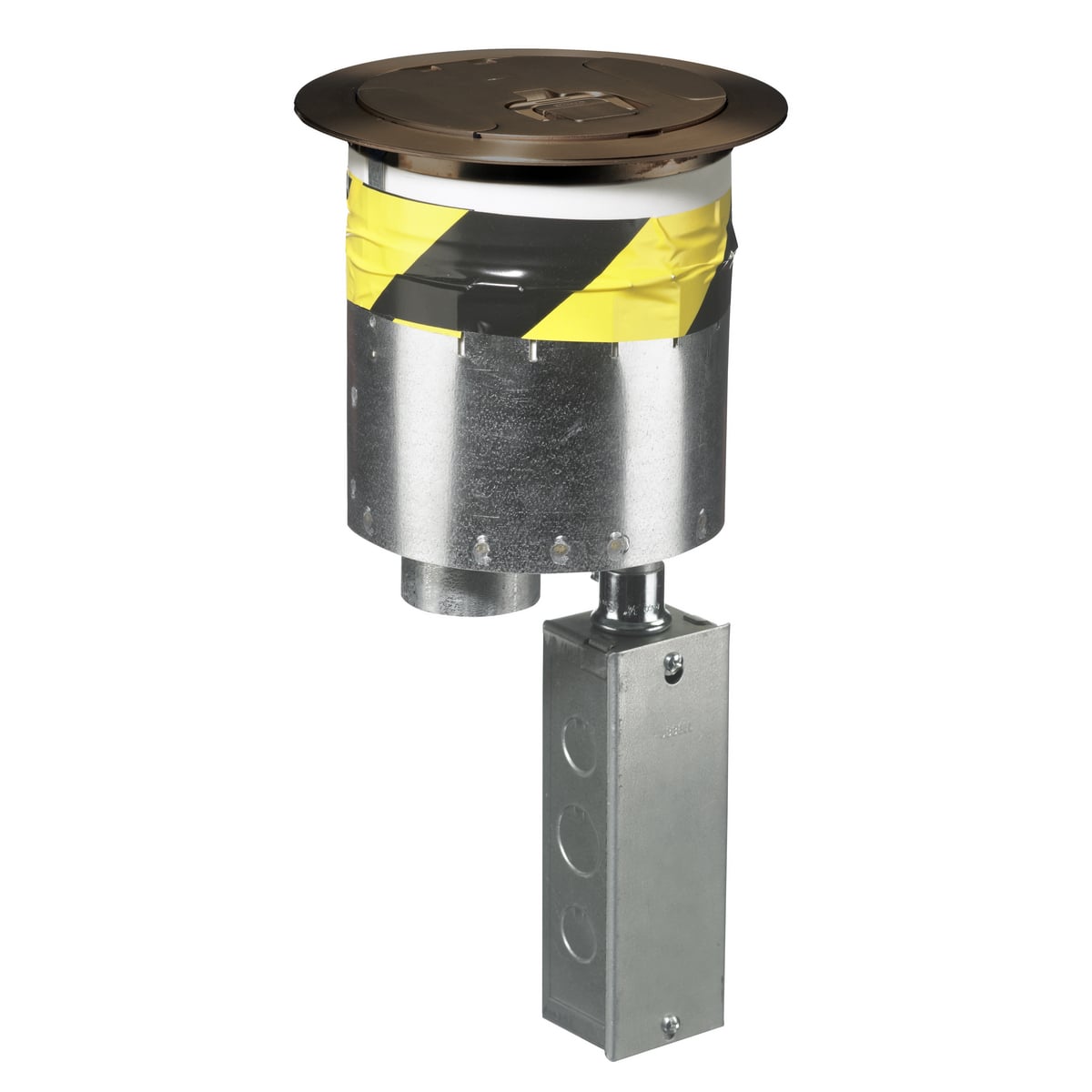 S1R6PTDEHBRZ Flush Split Recessed Standard Sized Poke-Through Assembled Unit With (4) S1R6SPD iSTATION 1-Unit Openings, (1) Decorator Opening and (2) S1R6SPE Keystone Openings, 6 in Hole, 7-1/2 in Dia Cover