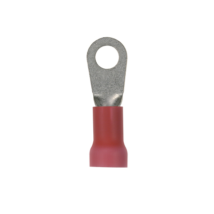 PV8-10RX-QY Pan-Term PV-RX Loose Piece Ring Terminal, 8 AWG Conductor, 1.52 in L, Brazed Seam/Expanded Entry/Insulation Support Barrel, Copper, Red