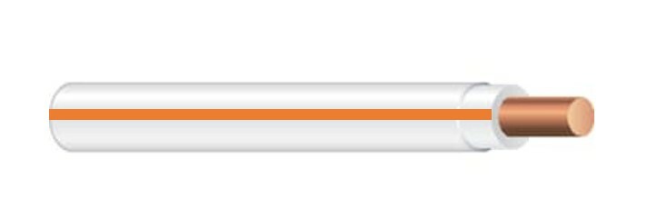 THHN Wire, 12 AWG, White/Orange, Solid, Copper Conductor, 500 Foot Reel