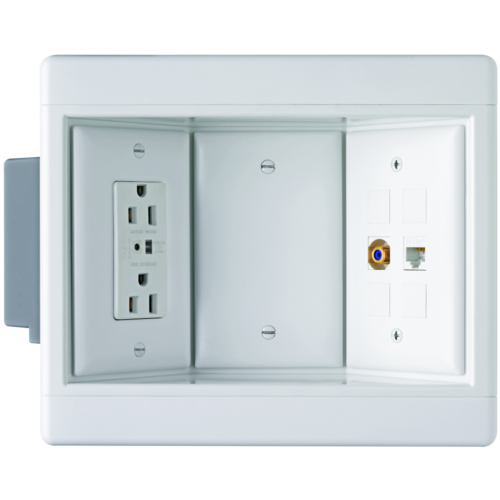 TV3WTVSSW Three-Gang Recessed TV Box Kit, White