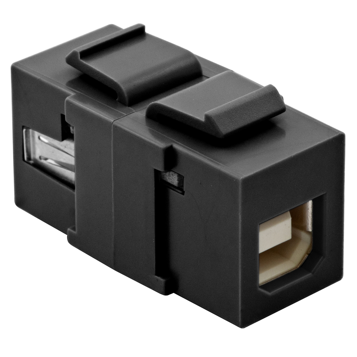 SFUSBAB3BK A to B Keystone Pass-Through Standard V3.0 USB Connector, Female Connector, Plug-In Termination, Snap-Fit Mount, Black