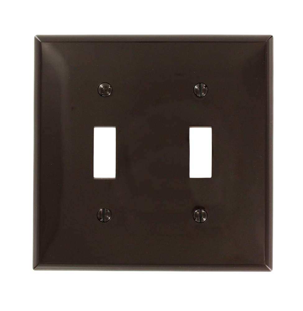 80709 Standard Size Traditional Wall Plate, 2 Gangs, 4.56 in W x 4.5 in H, Thermoplastic, Brown