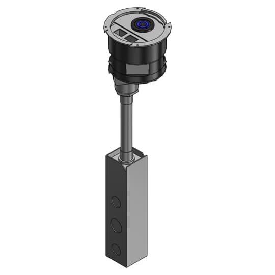 FPT4-1TL32-2C Steel City Poke-Through Base Unit, 27 cu-in, 1/2 in, 3/4 in Knockout, Die Cast Zinc/Galvanized Steel