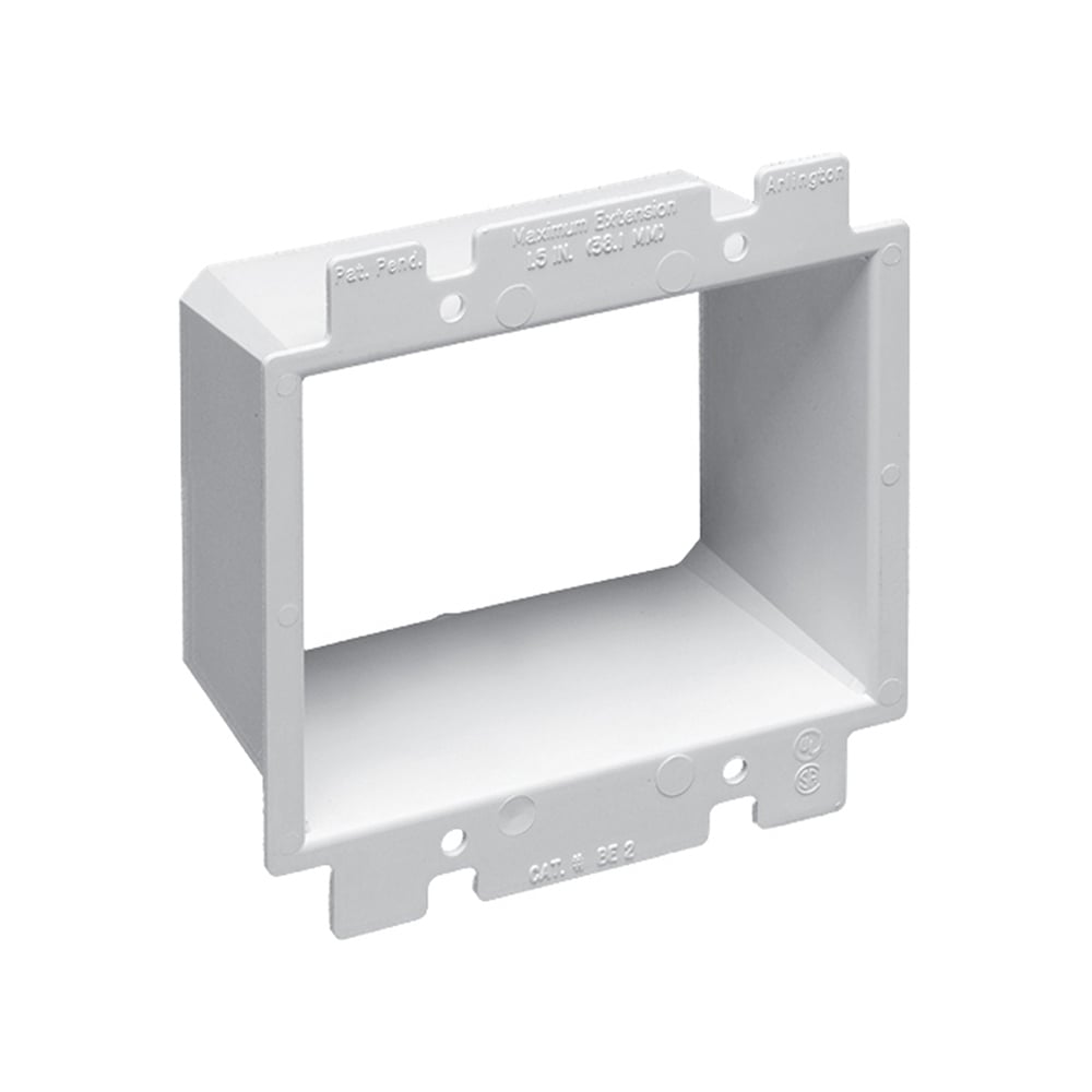 BE2 Box Extender, 2 Gangs, 4.188 in L x 4-1/8 in W, Plastic