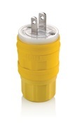 14W04 Wetguard 1-Phase Cable Mount Non-Grounding Watertight Straight Blade Plug, 125 V AC, 15 A, 2 Poles, 2 Wires, Yellow