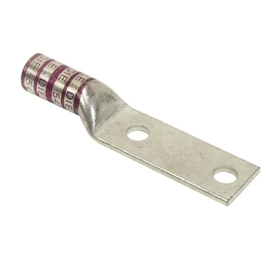54818BE Color-Keyed 54800 2-Hole Non-Insulated Compression Lug, 4/0 AWG Copper Conductor, Die Code: 54, 3/8 in Stud, Copper