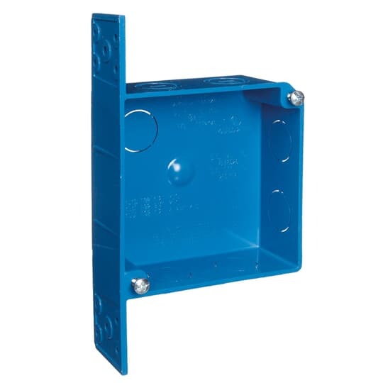 A521DE-CARR Carlon Shallow Square Outlet Box, PVC, 20 cu-in Capacity, 2 Gangs, (7) Knockouts, 4 in H x 4 in W x 1-1/2 in D