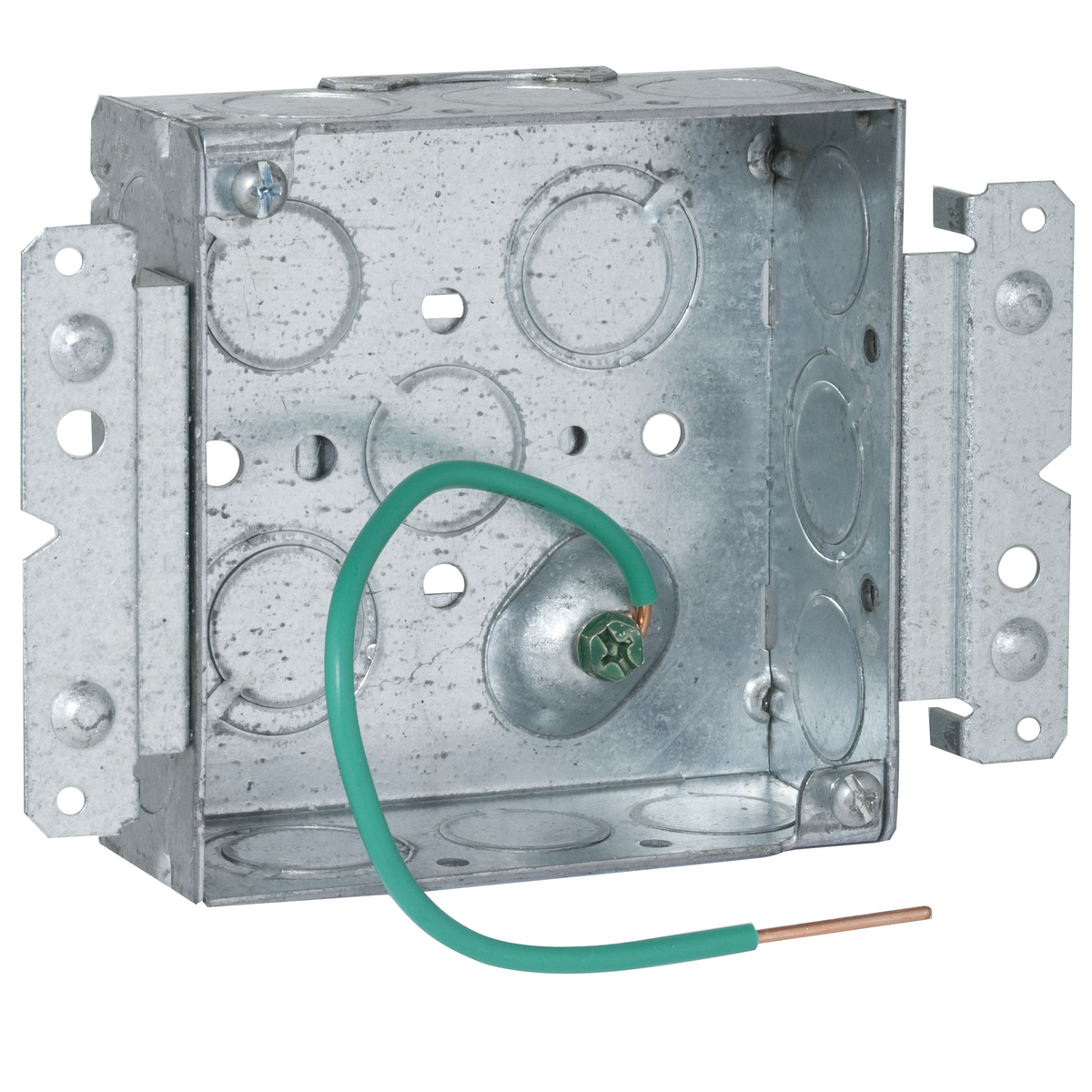 189M Square Box, Steel, 21.4 cu-in Capacity, (16) Knockouts, 4 in H x 4 in W x 1-1/2 in D