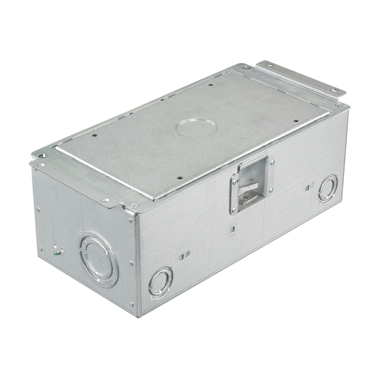 AFB2G50 Folded Recessed Standard Floor Box, Stamped Steel, 60 cu-in Capacity, 2 Gangs, 10 Knockouts, 6.62 in L x 12.67 in W x 5.06 in H