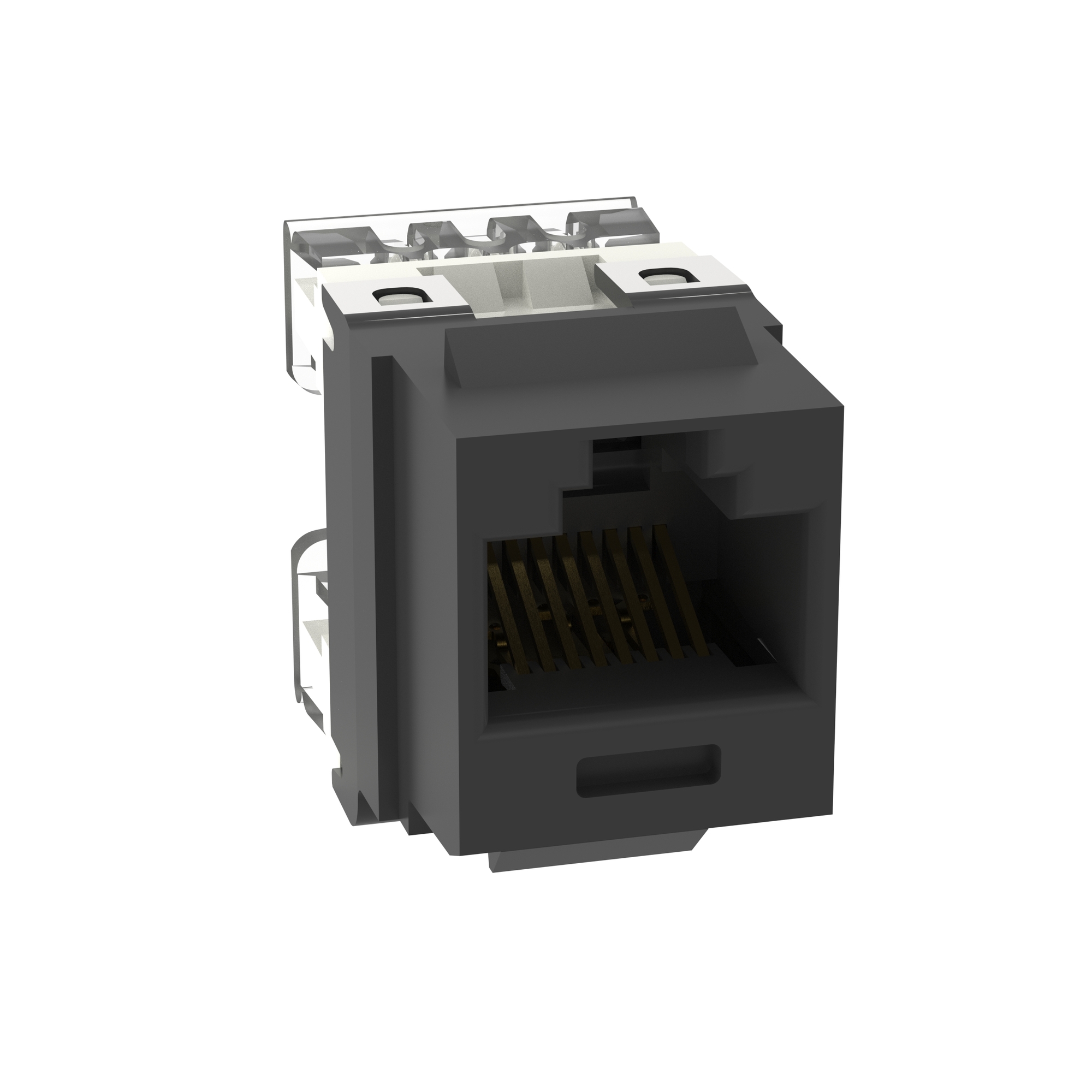 NKP5E88MBL NetKey 1-Slot 8-Position 8-Wire Punchdown Unshielded Keystone Jack Module, Cat 5e/Keystone Module, Surface Mount, 1 Port, ABS/Polycarbonate, Black
