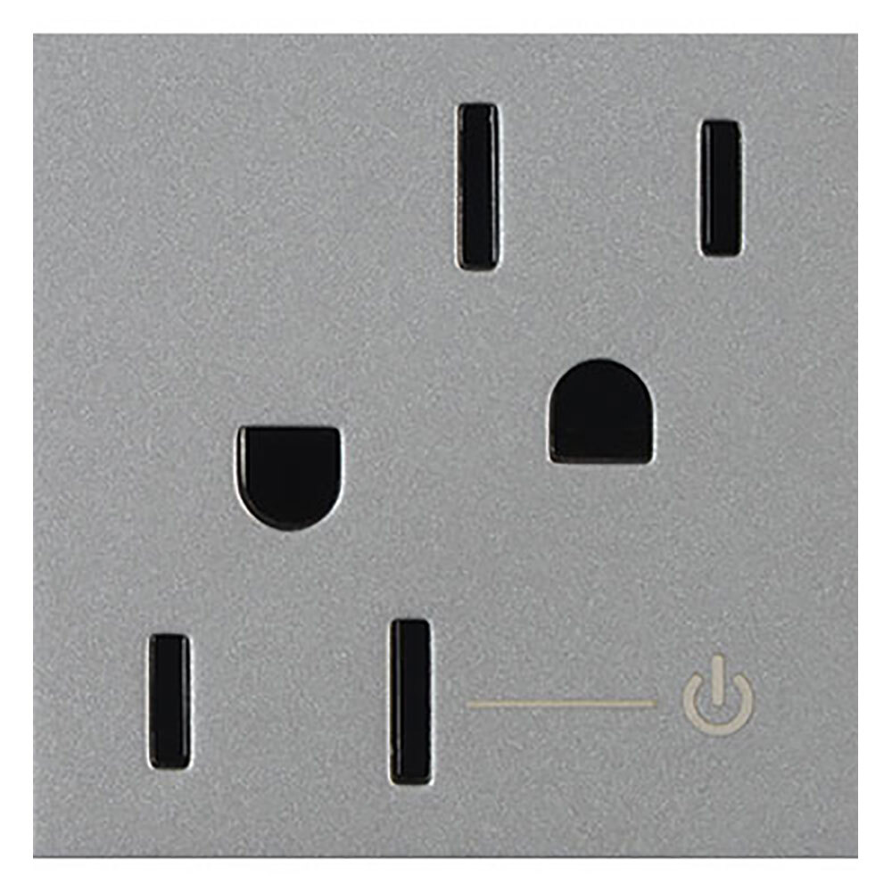 ARCH152M10 Adorne Tamper-Resistant Half Controlled Outlet, 125 V, 15 A, 2 Poles, 3 Wires, Magnesium