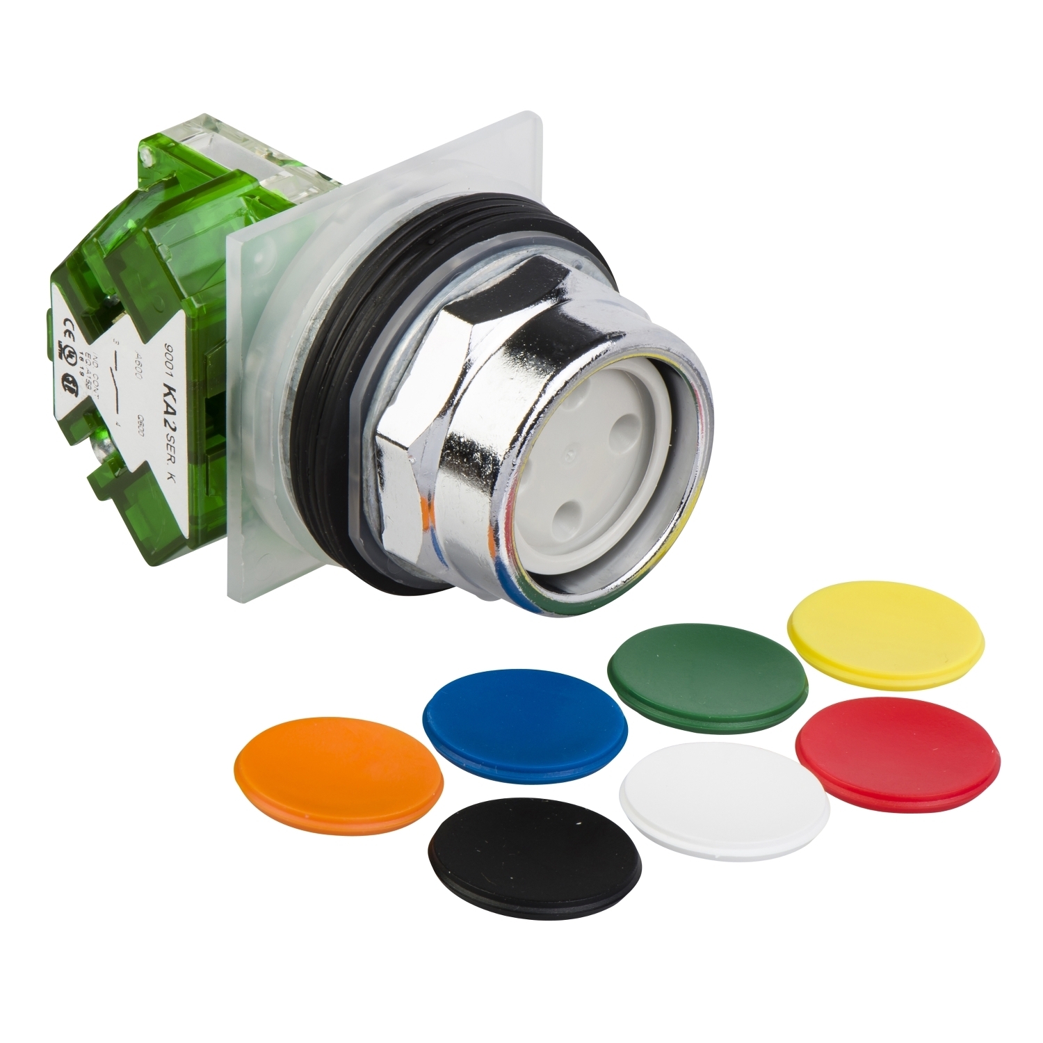 9001KR2UH5 Harmony Type T-K Complete Standard Dust Tight Oiltight Watertight Universal Non-Illuminated Pushbutton, 30 mm, 1NO Contact, Blue/Green/Orange/Red/White/Yellow