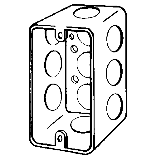 4CS-1/2 Handy Box With Knockouts, Steel, 13 cu-in, 1 Gang , 10 Outlets, 10 Knockouts
