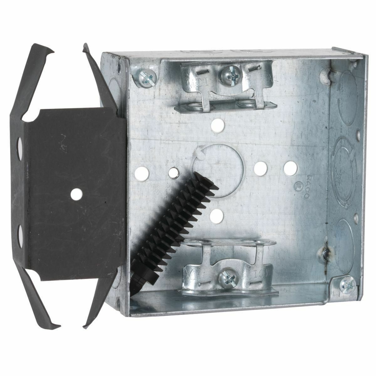 229 Square Box, Steel, 21 cu-in Capacity, (8) Knockouts, 4 in H x 4 in W x 1-1/2 in D