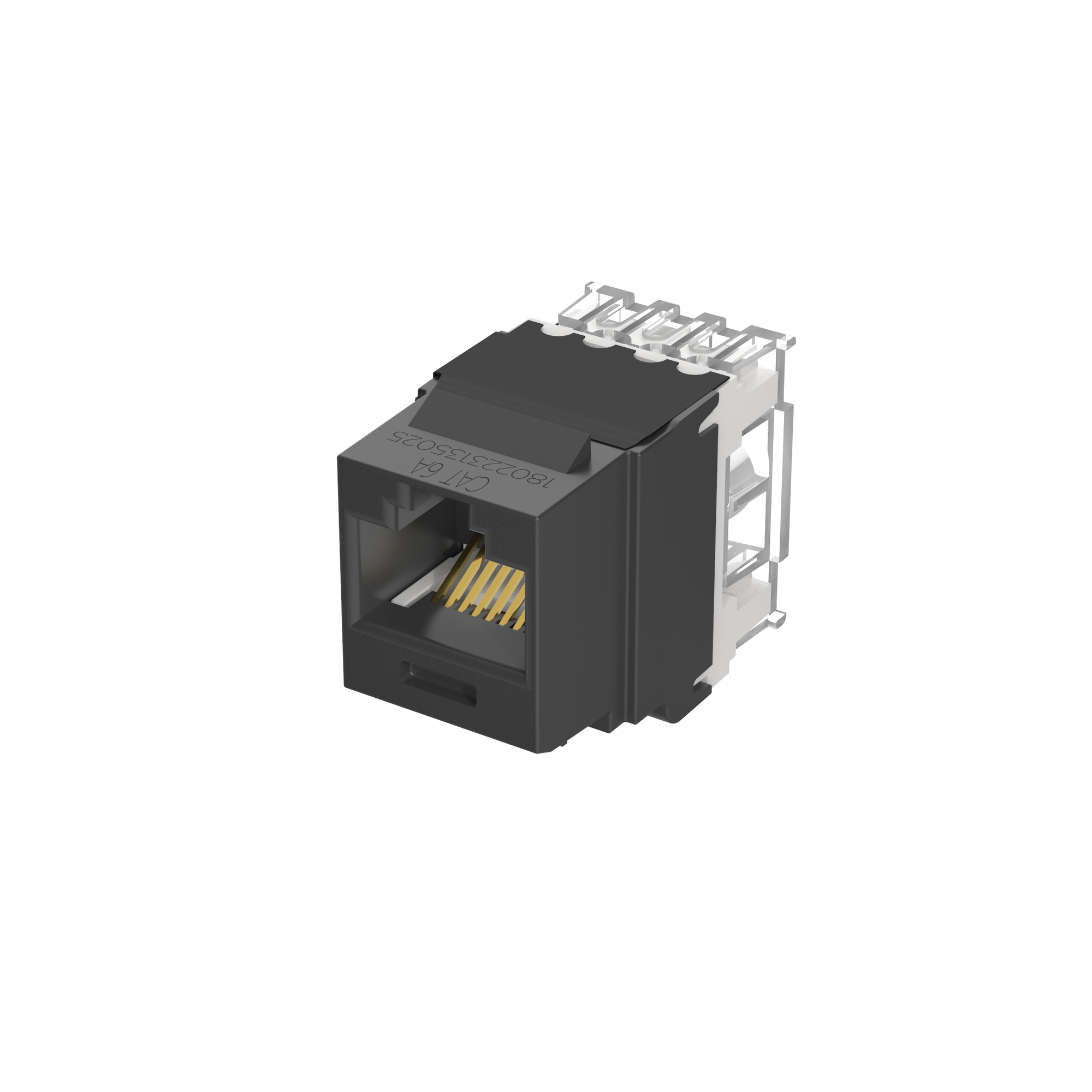 NK6X88MBL NetKey 8-Wire Punchdown Universal Unshielded Jack Module, Cat 6A RJ45/Keystone Module, Surface Mount, 1 Port, ABS/Polycarbonate, Black