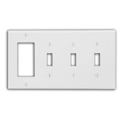 80732-W Decora Standard Size Combination Wall Plate, 4 Gangs, 8.19 in W x 4.5 in H, Thermoplastic, White