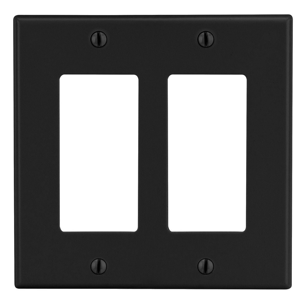 PJ262BK Mid-Size Wall Plate, 2 Gangs, 5 in W x 4.94 in H, Polycarbonate Thermoplastic, Black