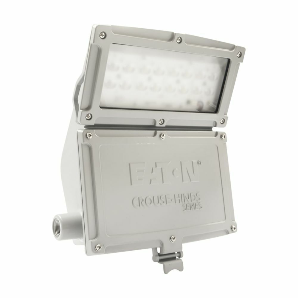 Eaton Crouse-Hinds series Champ WPMV LED wall pack, 0.15A, Cool white, Dimmable driver, 3/4" entry, 100W equiv, 50/60 Hz, Tempered glass lens, 5000 lumens, 116 lm/W, Die cast alum, Yoke mount, 7x6 distribution, 120-277 Vac, 125-250 Vdc, 45W