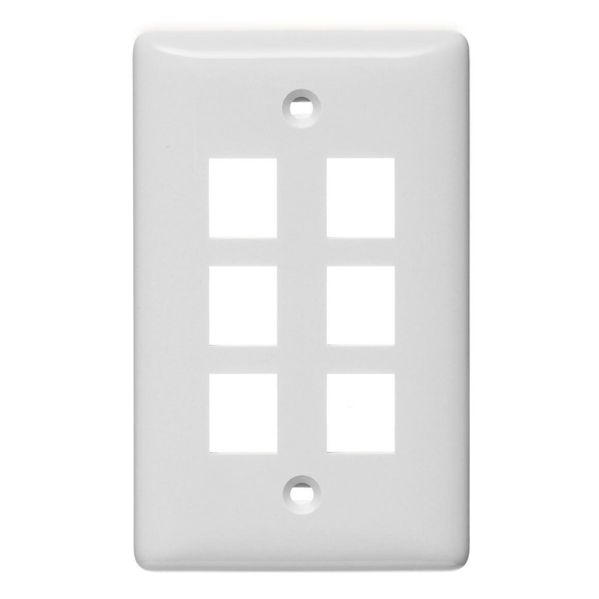 NSP16W Rear Load Standard Molded Keystone Faceplate, 1 Gangs, 6 Ports, Audio/Video/Voice/Data/Multimedia Module, Fastened Mount, High-Impact Thermoplastic