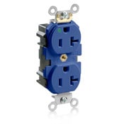 M8300-HB Lev-Lok 1-Phase Duplex Extra Heavy Duty Self-Grounding Straight Blade Receptacle, 125 V AC, 20 A, 2 Poles, 3 Wires, Blue