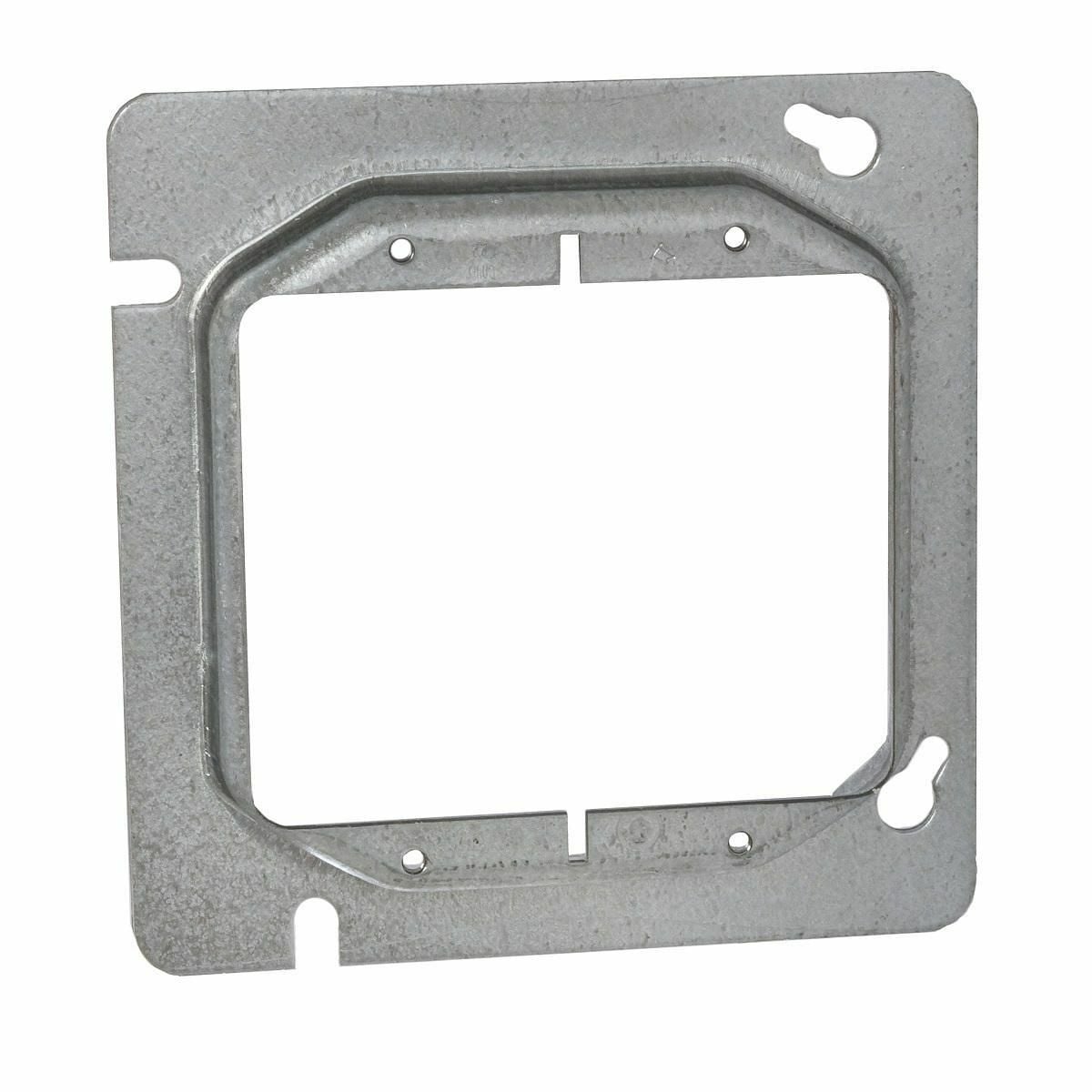 841 2-Device Raised Box Cover, 4-11/16 in L x 4-11/16 in W x 1/2 in D, Receptacle/Switch Cover, Drawn Steel