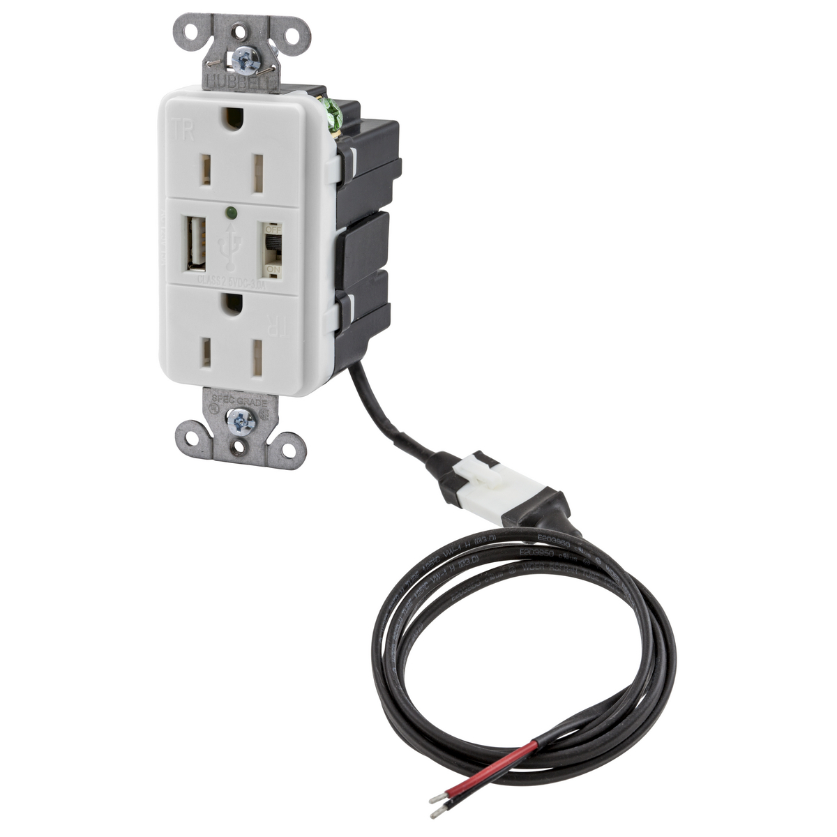 AVPS152W Decorator Duplex Tamper-Resistant USB Charger Receptacle, 125 V AC, 15 A, White