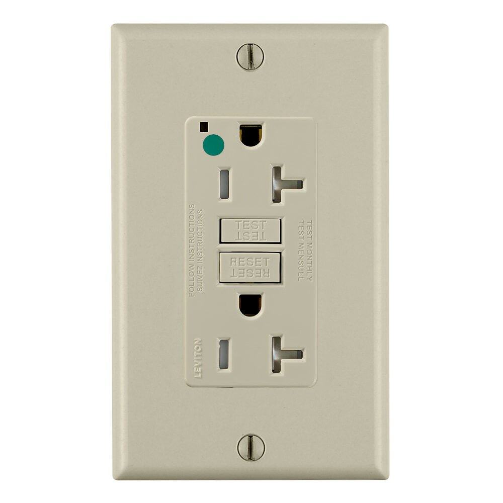 GFTR2-HGI SmartlockPro Slim Feed Through Self-Test Tamper Resistant GFCI Receptacle, 125 V AC, 20 A, 2 Poles, 3 Wires, Ivory