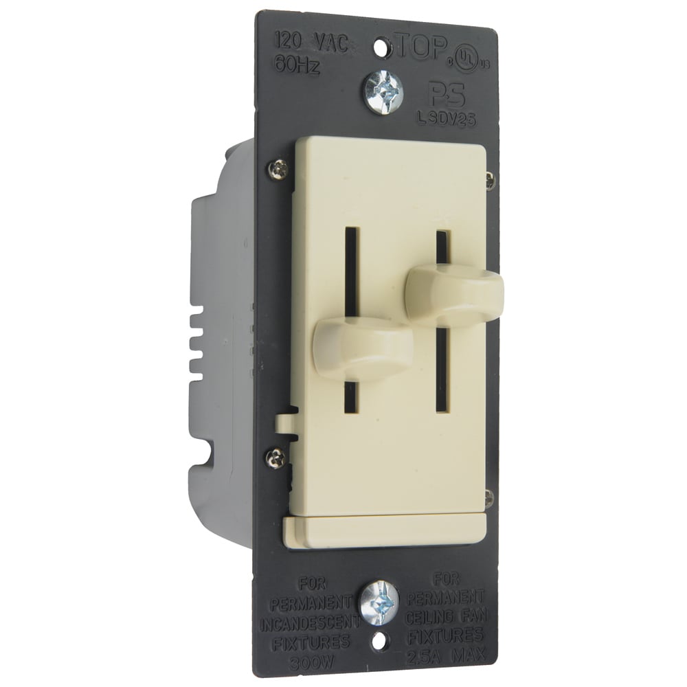 LSDV-25IV LS TradeMaster Decorator Fan Speed Control/Dimmer Switch, 2.5 A, 1 Pole, Ivory